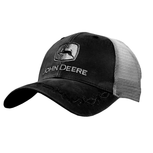 John Deere Oilskin Trucker Cap - Black/Silver