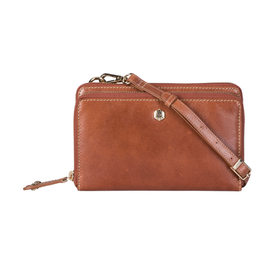 Ladies Purse with Detachable Strap - Tan