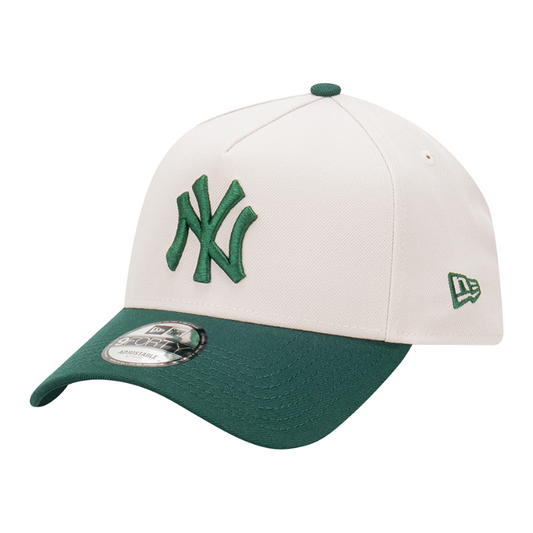 New Era New York Yankees 9FORTY A Frame Cap - Stone/Dark Green