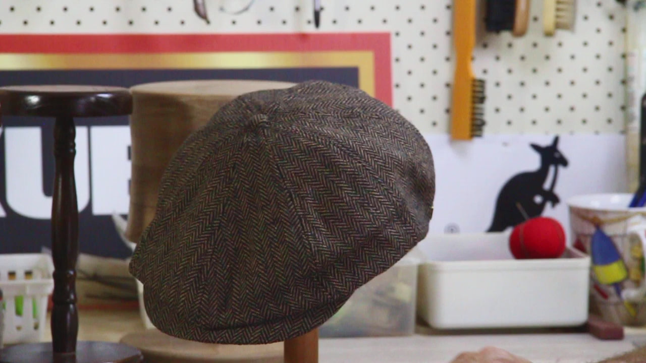 Brixton Brood Cap - Brown/Khaki Herringbone