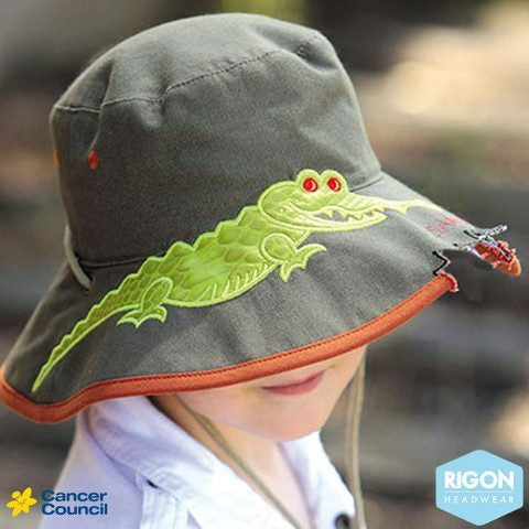 Rigon Kid s Wide Brim Croc Hat Khaki Hats By The Hundred