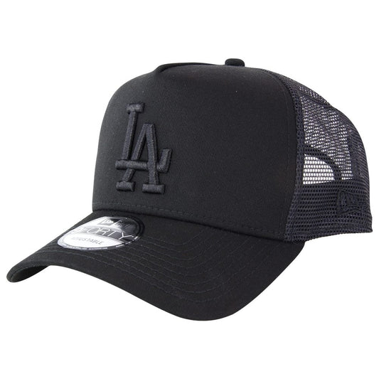 New Era Los Angeles Dodgers 9FORTY A Frame Trucker Cap - Black/Black